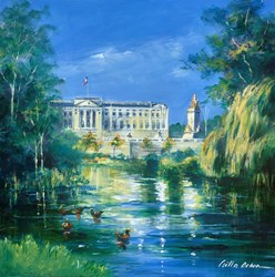 Buckingham Palace by Csilla Orban - Original Painting on Box Canvas sized 24x24 inches. Available from Whitewall Galleries